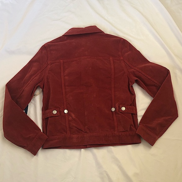 NWT Daily Blue By AG  Flacky Stretch Velveteen Collar Jacket In Ruby Size Small - Picture 7 of 11